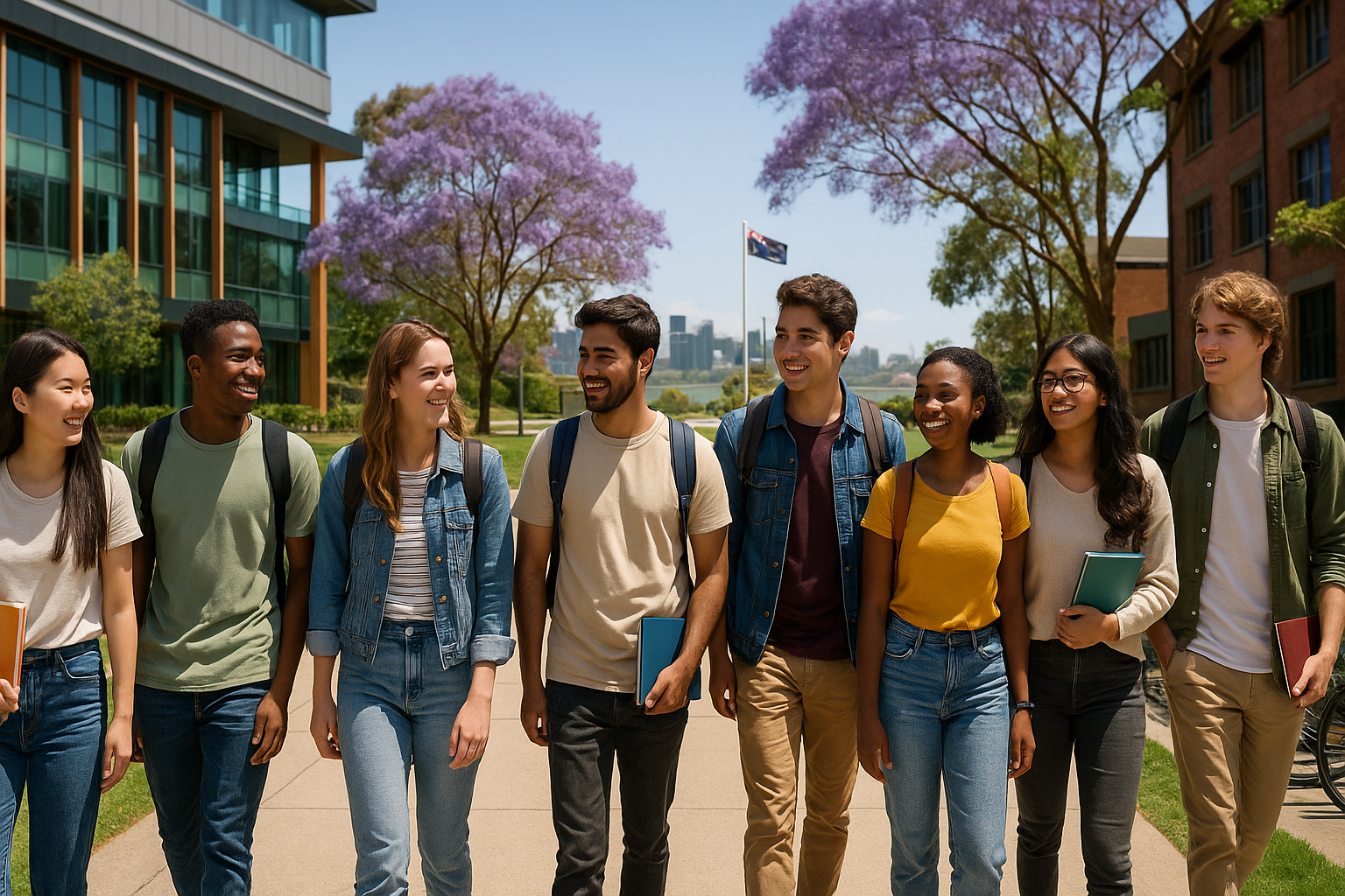 International students at an Australian university campus