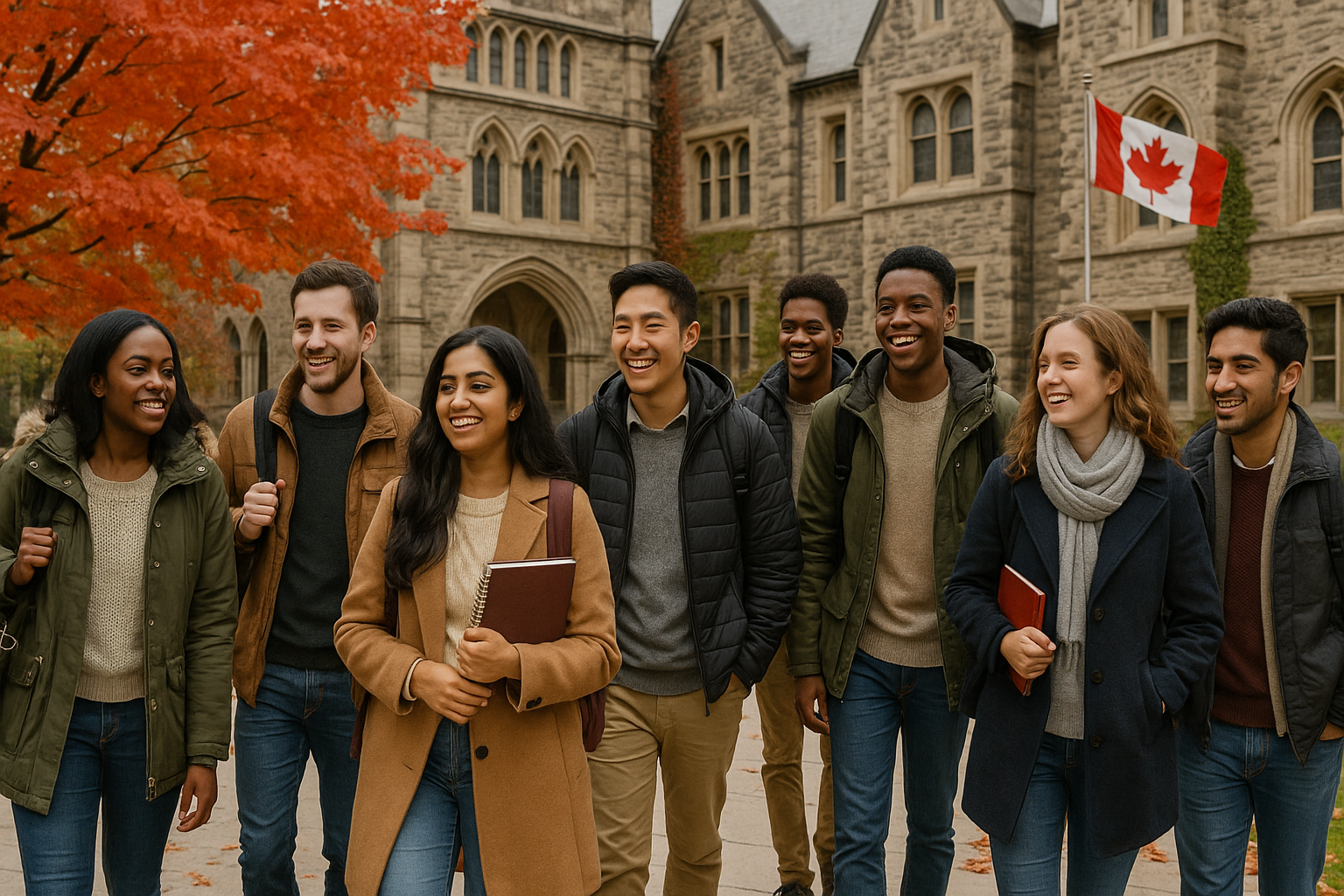 International students at a Canadian university campus