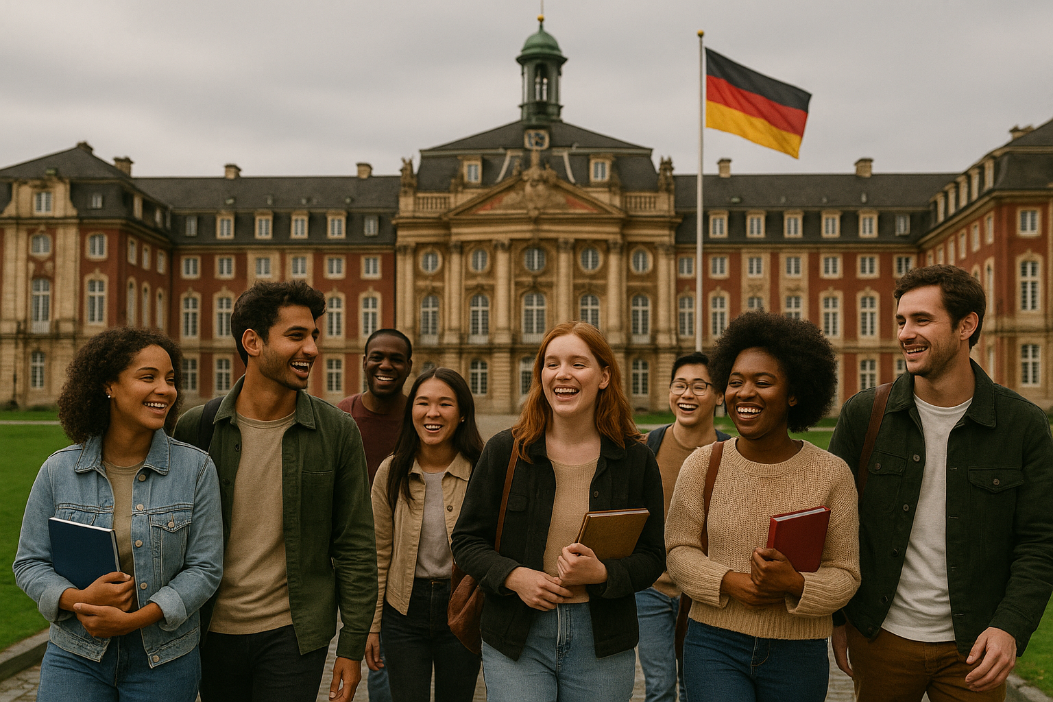 International students at a German university campus