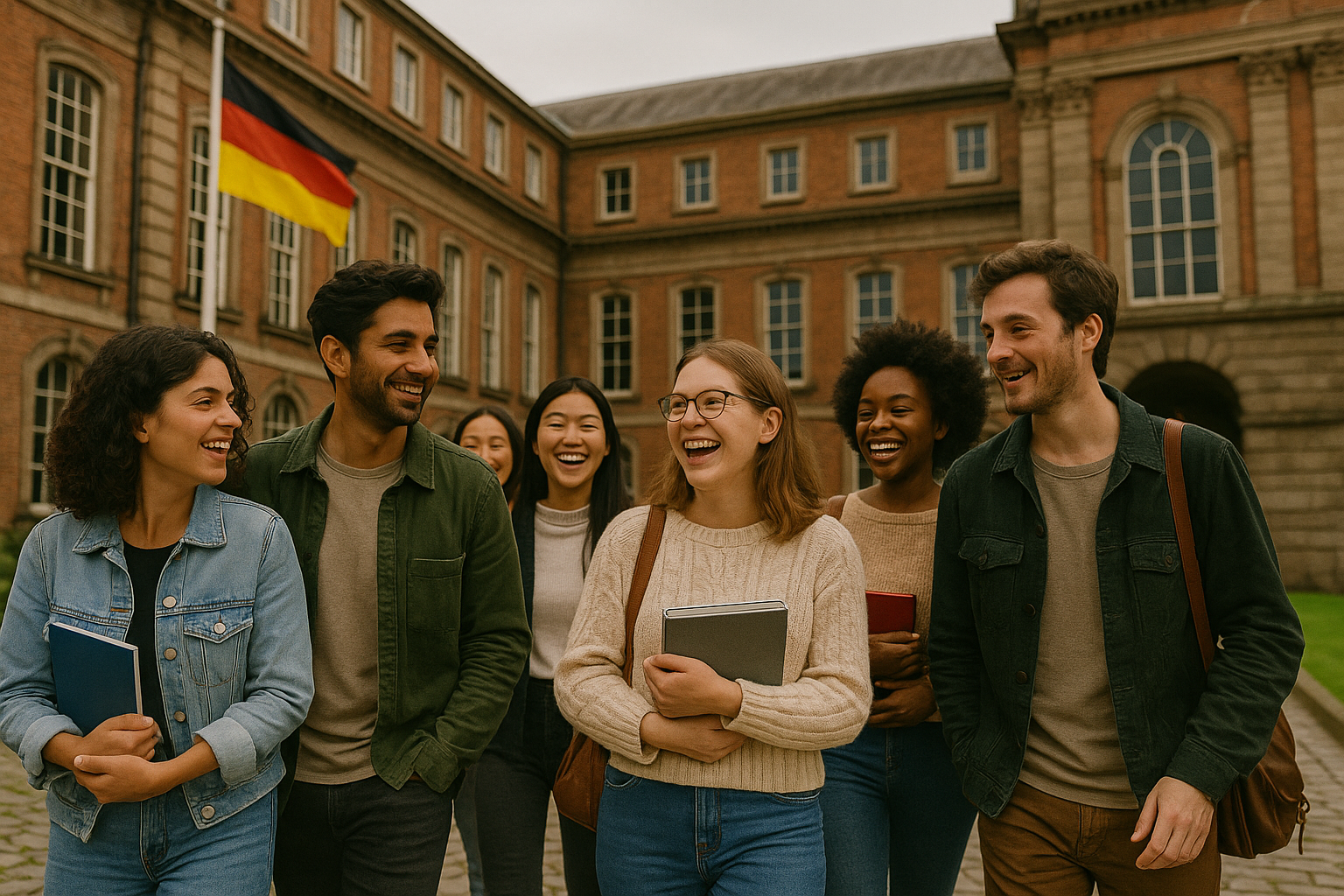 International students at a French university campus