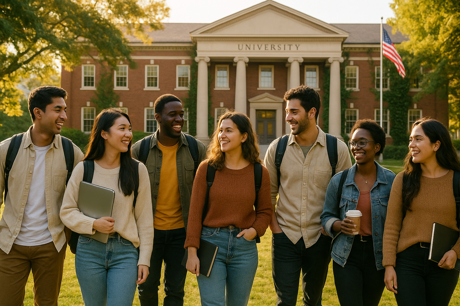 International students on a US university campus